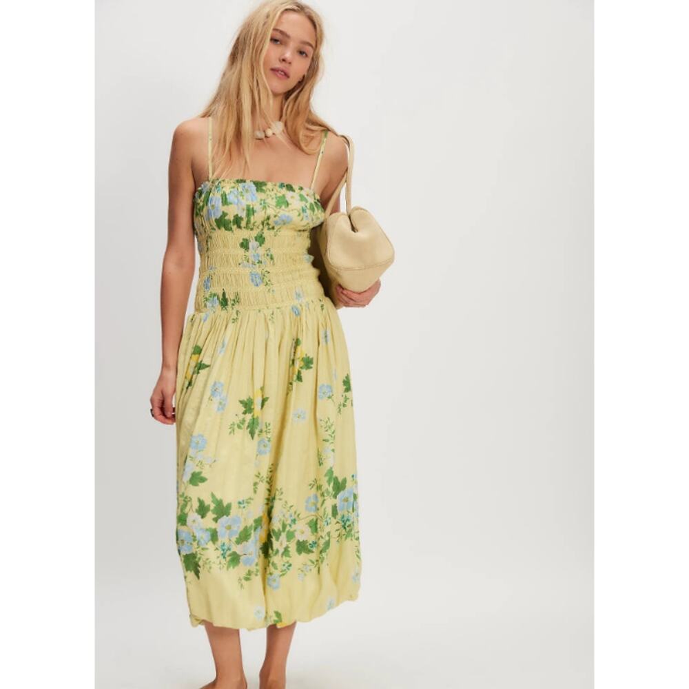 NEW NWT Free People Annalise Floral Drop Waist Midi Dress Size S
